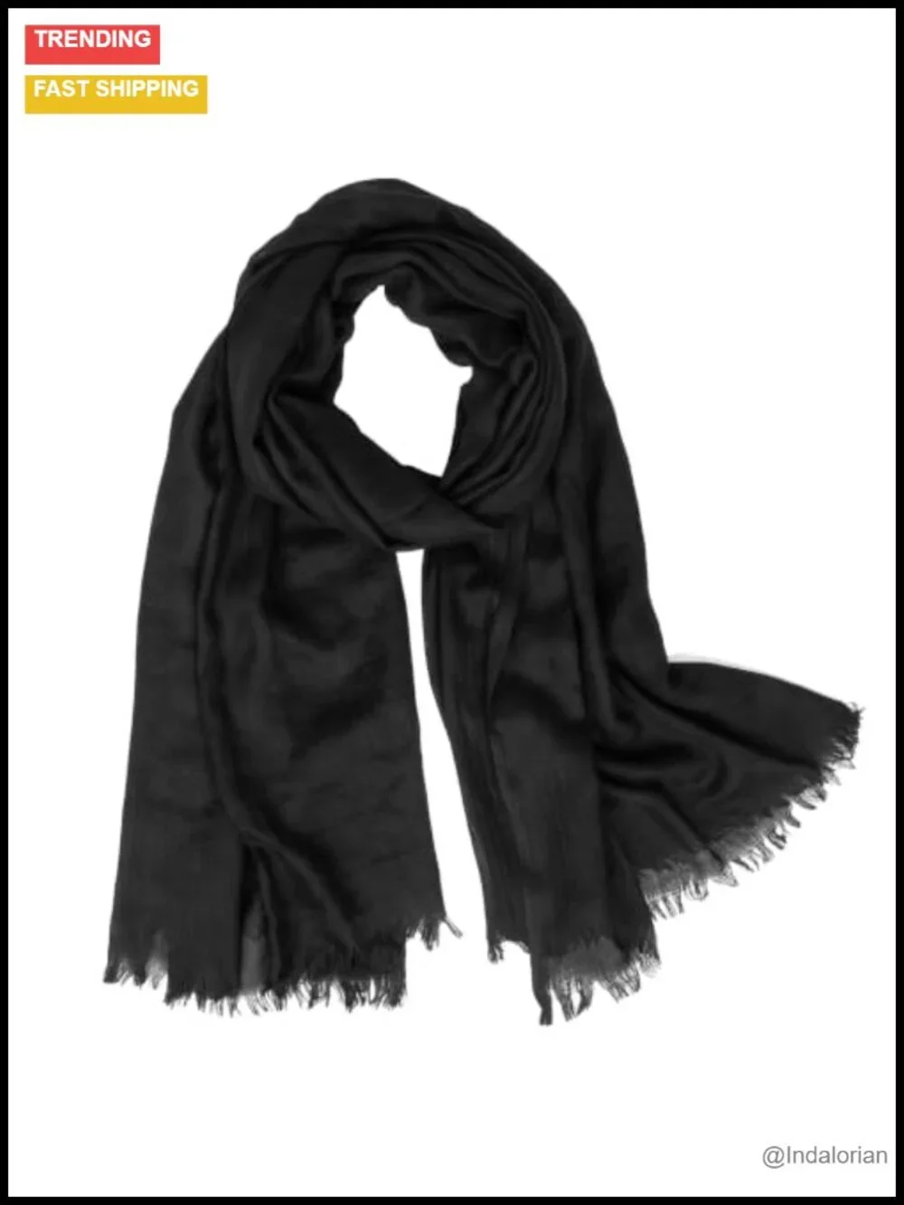 Oversized Lightweight Fringed Shawl Wrap - Linen-Feel, 75x40 in, Fashion Scarf